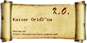 Kaizer Oriána névjegykártya